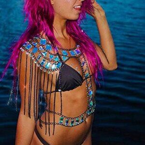 Rhinestone Sexy Body Chain Crystal Tassel Bra